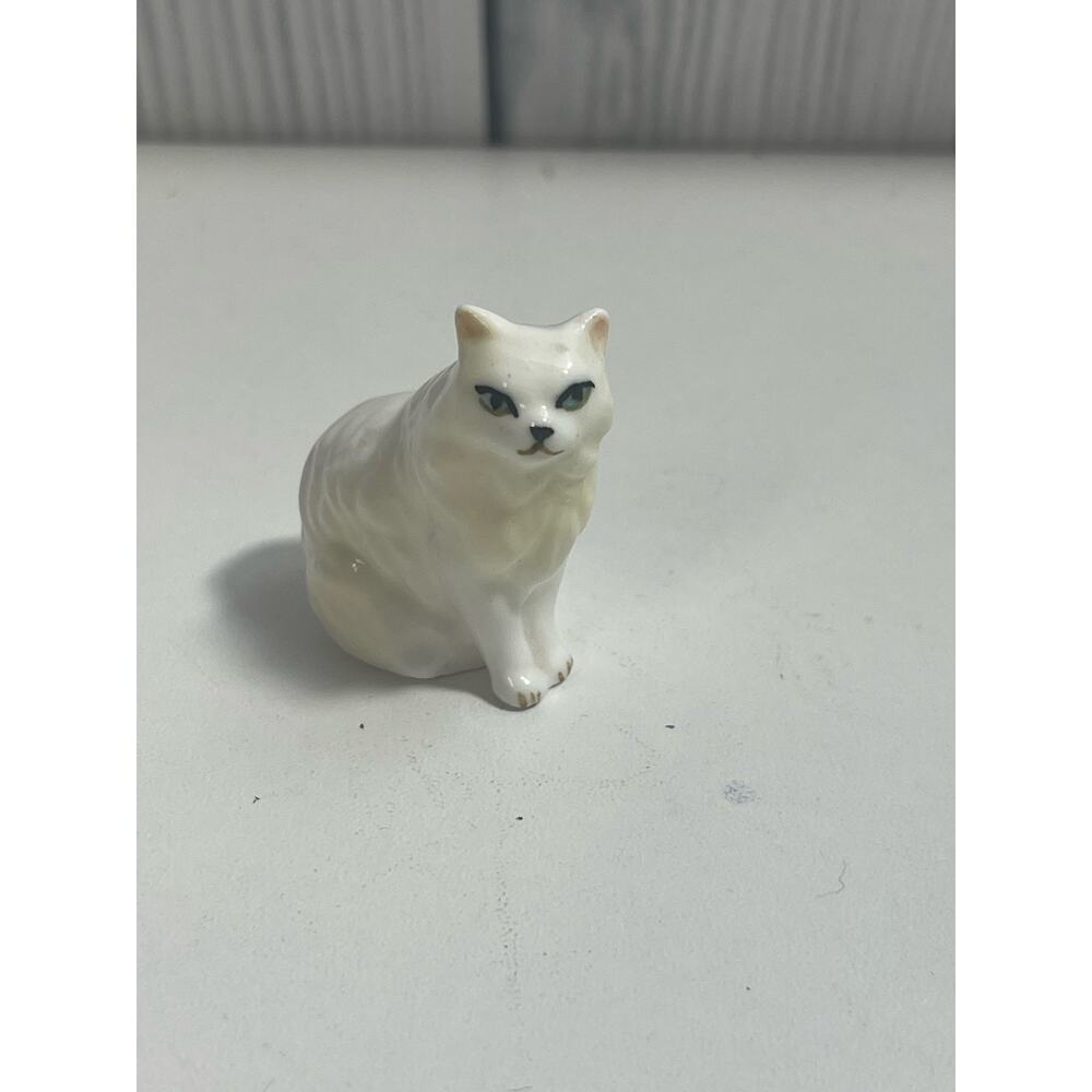 Vintage Miniature All White Cat Kitten Ceramic